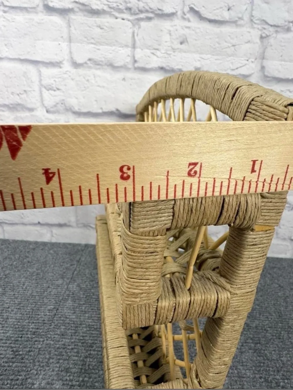 Vintage Wicker Rattan Wall Mail Organizer Letter Holder Boho Cottage Entryway